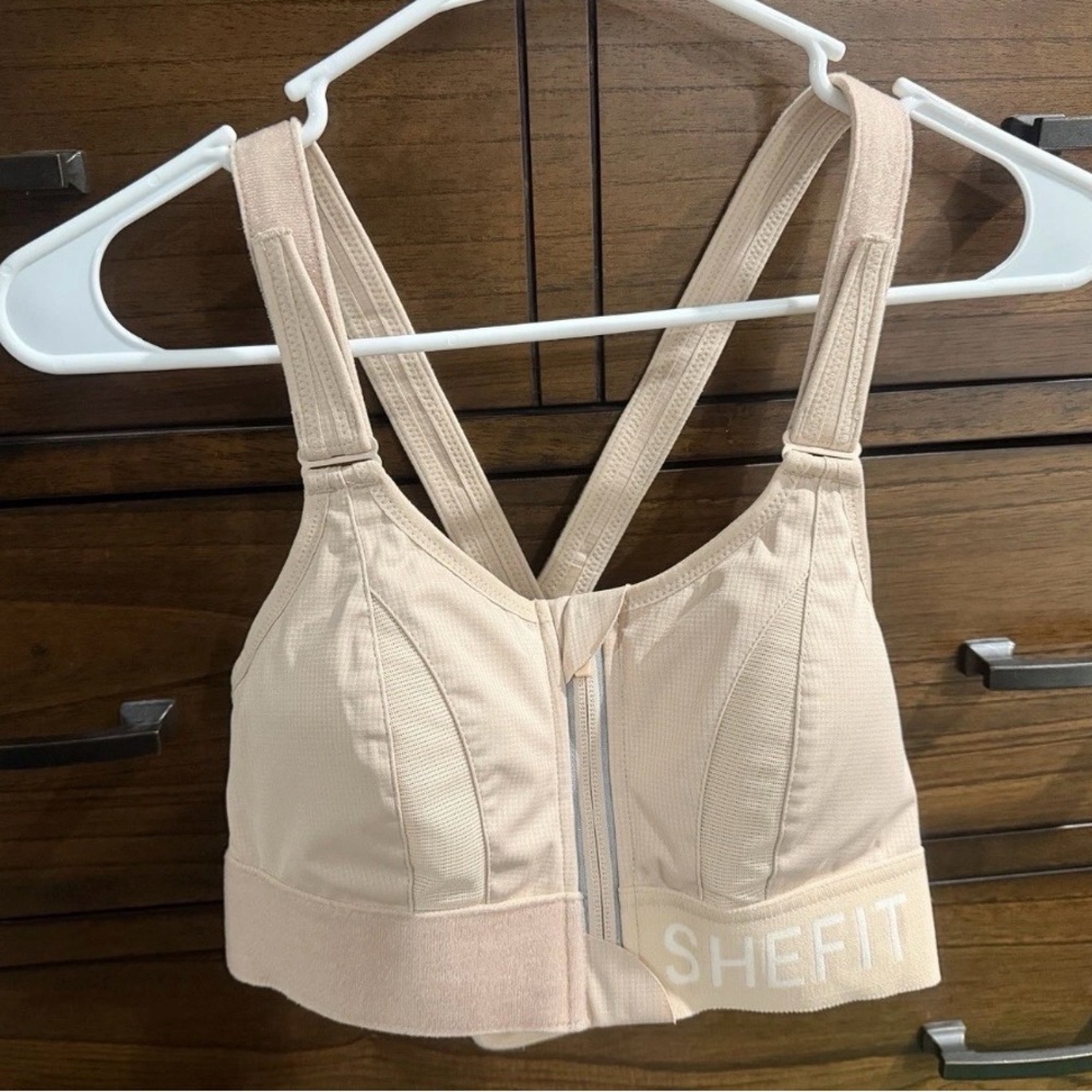 SHEFIT Sand Nude Front-Zip High Support Sports Bra